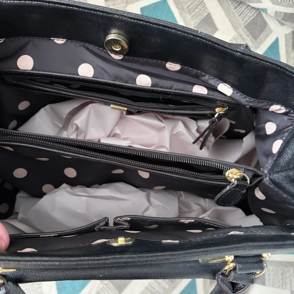 Anne Klein‎ Black Satchel with Gold Accents